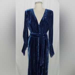 Ghost London Velvet Blue Dress